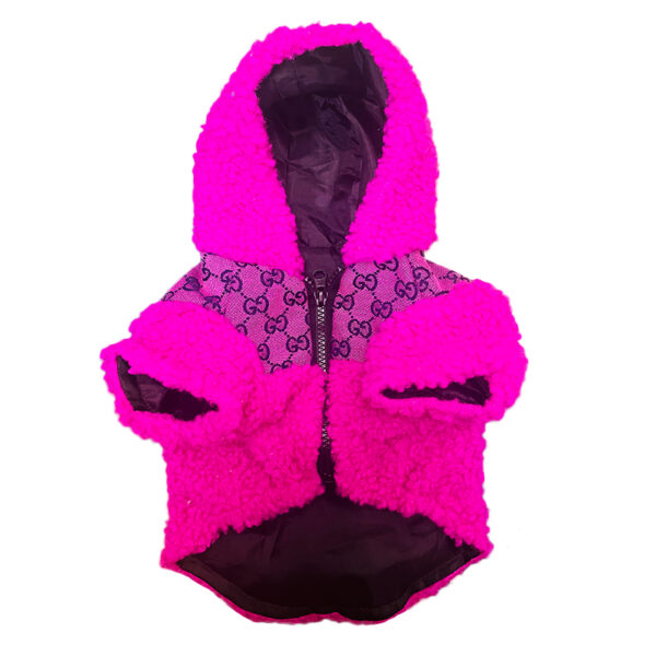 Monogrammed Hot Pink and Blue Teddy Bear Jacket - Image 3