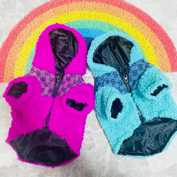 Monogrammed Hot Pink and Blue Teddy Bear Jacket - Image 2