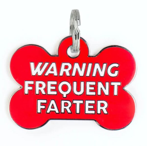 Warning Frequent Farter - Red Enamel Funny Dog Collar Charms