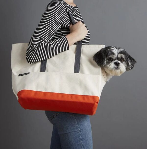 Canvas Pet Tote Natural & Orange - Image 3
