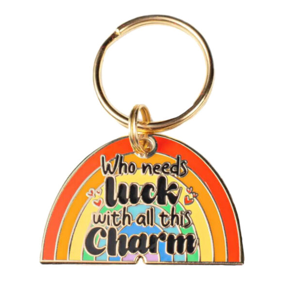 Who Needs Luck - Gold Rainbow Dog Tag Collar Charm - Image 2