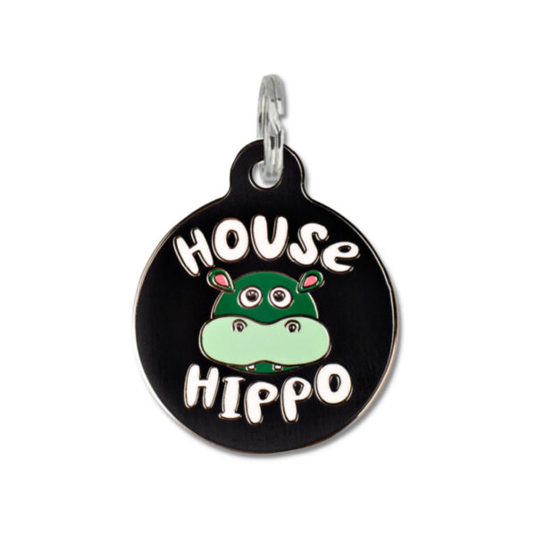 House Hippo - Black Enamel Dog Tag